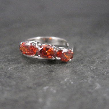 Vintage 10K White Gold Garnet Ring Size 6