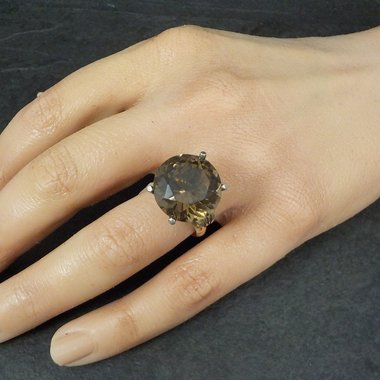 Large Antique 14K Smoky Quartz Ring Size 7