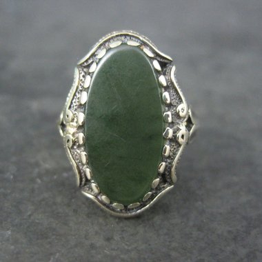 Vintage 10K Nephrite Jade Ring Size 6.5