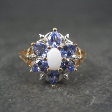 Vintage 10K Tanzanite Opal Ring Size 7