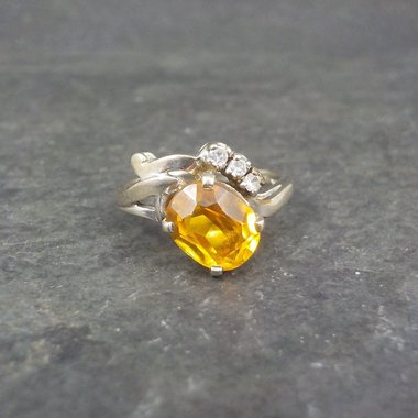 Vintage 10K Yellow Orange Sapphire Ring Size 8