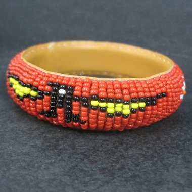 Vintage Southwestern Beaded Bangle Eagle Bracelet 8 Inches