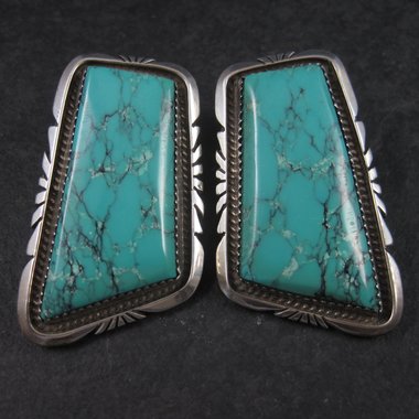 Large Vintage Sterling Turquoise Earrings Betty Bitsie