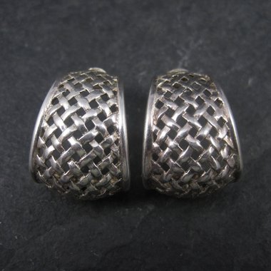 Vintage Sterling Woven Half Hoop Earrings