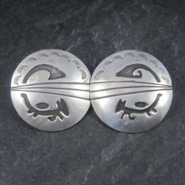 Large Sterling Native American Earrings Signed