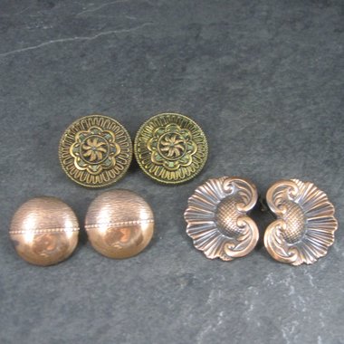 Destash Lot of 3 Copper Clip On Earrings