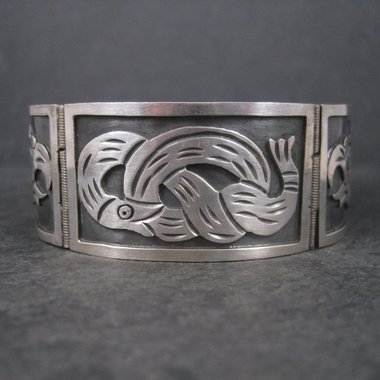 Vintage Mexican Sterling Snake Eagle Bracelet 7 Inches