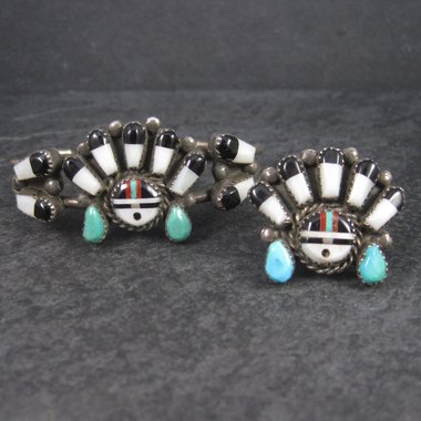Vintage Sunface Jewelry Set Native American Cuff Bracelet and Ring Size 10