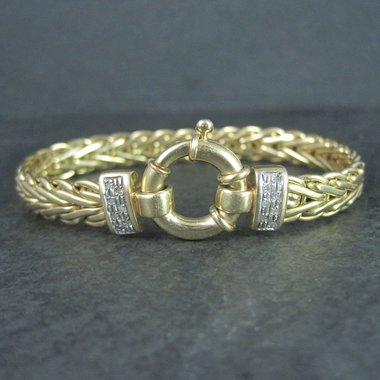 Vintage Italian 14K Diamond Bracelet 7.5 Inches