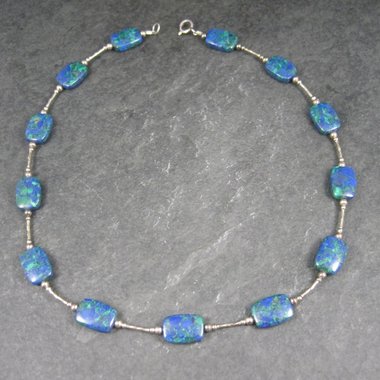 Vintage Sterling Southwestern Azurite Necklace 16 Inches
