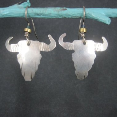 Vintage Southwestern Sterling Steer Head Earrings