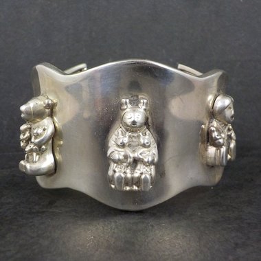 Sterling Storyteller Cuff Bracelet 6.5 Inches Acoma Pueblo Tony B Chino