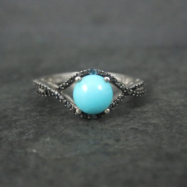 Vintage Sterling Turquoise Diamond Ring Size 10 Chuck Clemency