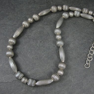 Southwestern Vintage 10mm Sterling Bead Necklace