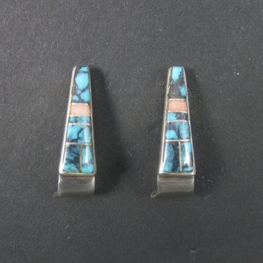 Zuni Turquoise Inlay Earrings Sterling