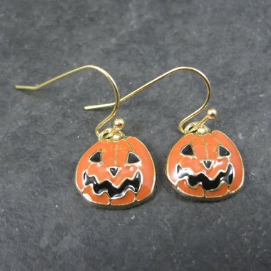 Enamel Jack O Lantern Pumpkin Earrings