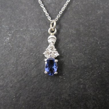 Dainty 14K Tanzanite Diamond Pendant Necklace Levian