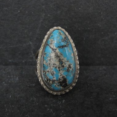 Vintage Sterling Silver Turquoise Ring Size 6.5 Southwestern
