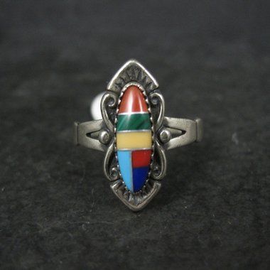 Vintage Southwestern Sterling Silver Inlay Ring New Old Stock Multiple Sizes Available