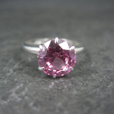 Vintage Sterling Pink Sapphire Solitaire Ring Old New Stock Multiple Sizes Uncas