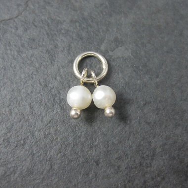 Tiny Sterling Two Pearl Charm