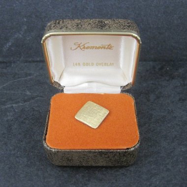 Vintage Krementz Square Tie Tack Gold Plated New Old Stock