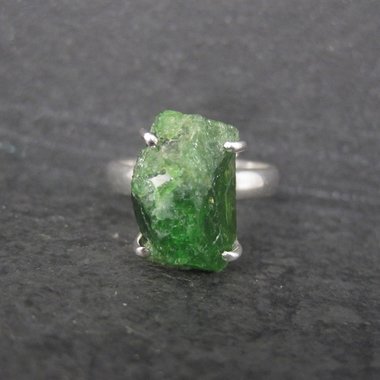 Vintage Sterling Raw Chrome Diopside Ring Size 8