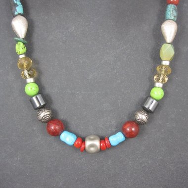 Vintage Southwestern Turquoise Bead Necklace 17.5 Inches