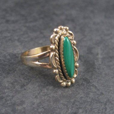 Vintage Southwestern Malachite Ring Size 8 Bell Trading Post, Gold Filled