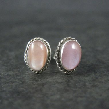 Southwestern Sterling Pink Mother of Pearl Stud Earrings