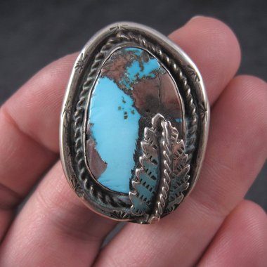 Large Vintage Navajo Boulder Turquoise Ring Size 12