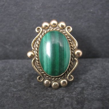 Vintage 12K GF Southwestern Malachite Ring Size 8