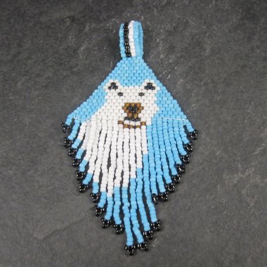 Alaskan Native Pitbull Bulldog Beaded Pendant