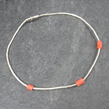 Southwestern Sterling Liquid Silver Coral Bracelet 7.5 Inches