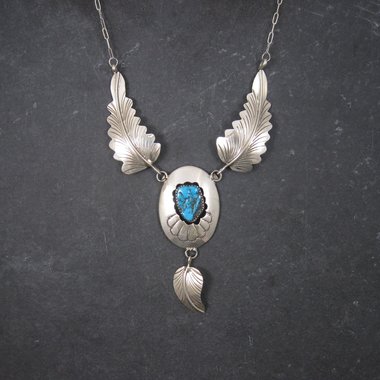 Vintage Navajo Shadowbox Feather Necklace Arnold Maloney