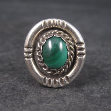 Vintage Malachite Ring Navajo Sterling Size 6