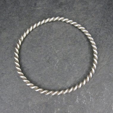 Vintage Southwestern Sterling 4mm Twisted Bangle Bracelet 8 Inches