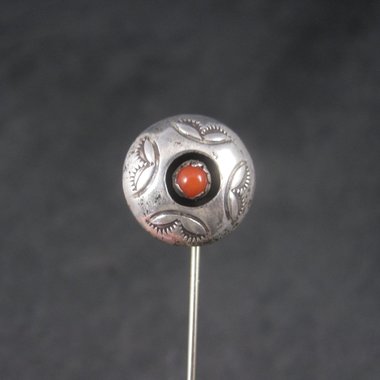 Vintage Southwestern Sterling Coral Stick Pin