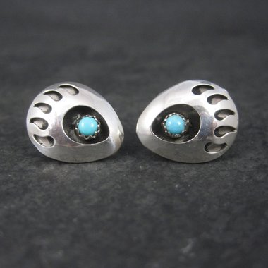 Sterling Turquoise Bear Paw Shadowbox Earrings