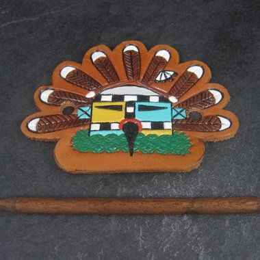 Leather Kachina Hair Barrette Wrap