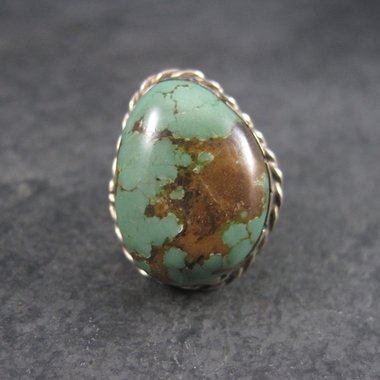 Large Vintage Southwestern Green Turquoise Ring Size 6