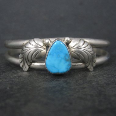 Vintage Southwestern Sterling Turquoise Cuff Bracelet 6.25 Inches