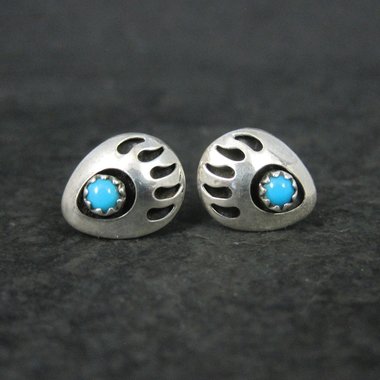 Small Sterling Turquoise Bear Paw Earrings