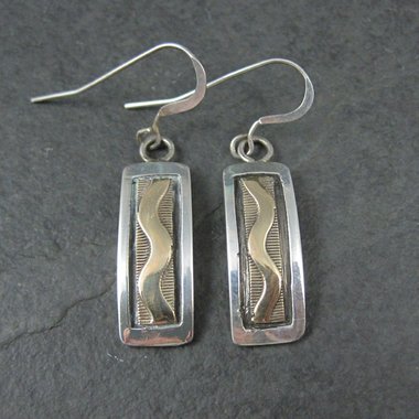 Southwestern Vintage Sterling 14K Wave Earrings