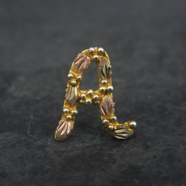 Vintage 10K Black Hills Gold Initial A Tie Tack