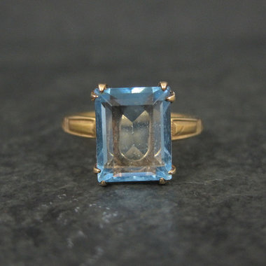 Antique Gold Filled Blue Glass Ring Sizes 5.75 & 6 Available New Old Stock