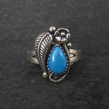 Vintage Sterling Turquoise Feather Ring Multiple Sizes Available