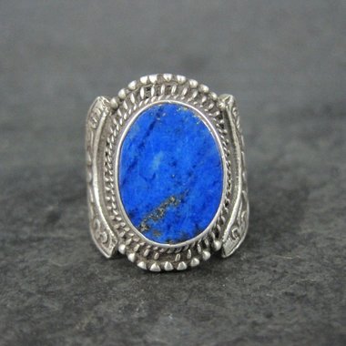 Vintage Sterling Lapis Lazuli Dragon Ring Size 10
