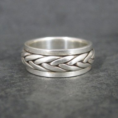 Vintage Sterling Worry Spinner Band Ring Size 8