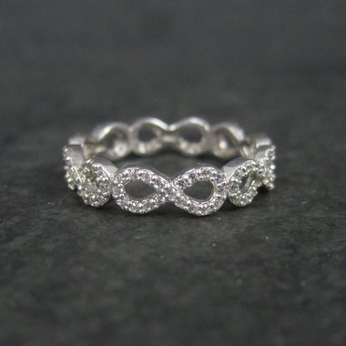 Vintage Sterling Cz Infinity Ring Size 8